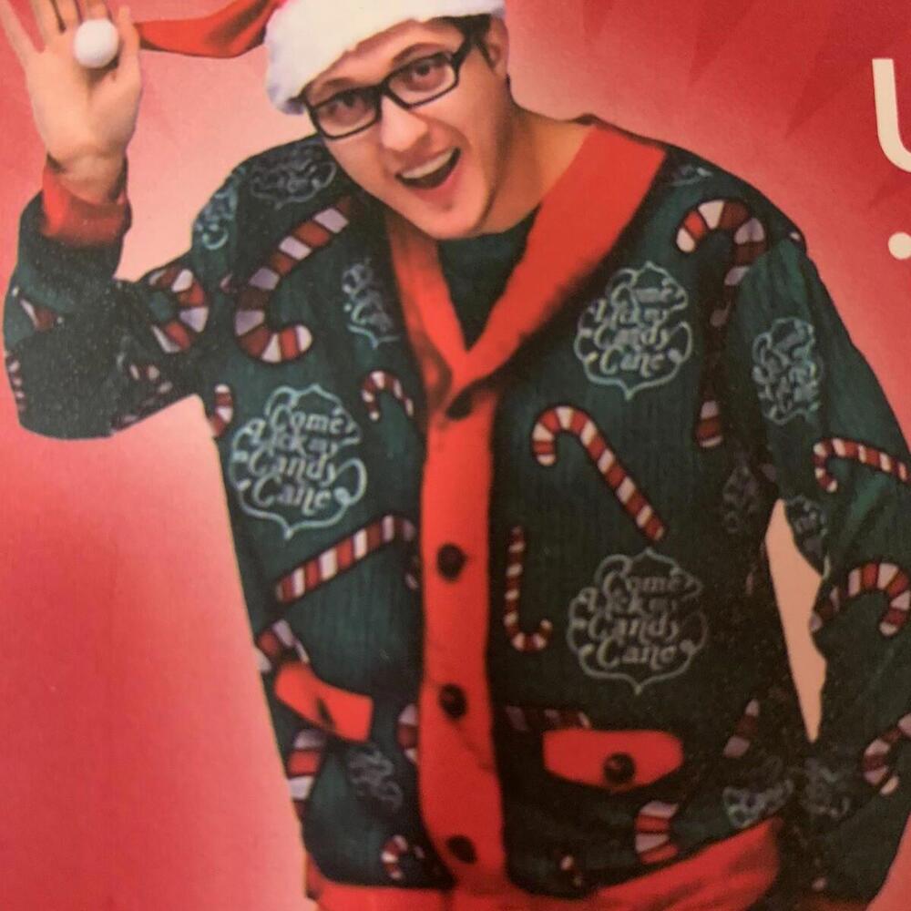 Men's Ugly Christmas Cardigan Sweater Long Sleeve Shirt, Size L - New In Package